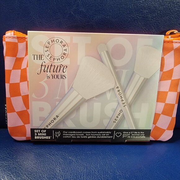 Sephora Collection Mini Brush Set NEW with Makeup Pouch 2 of 2 - Picture 2 of 10